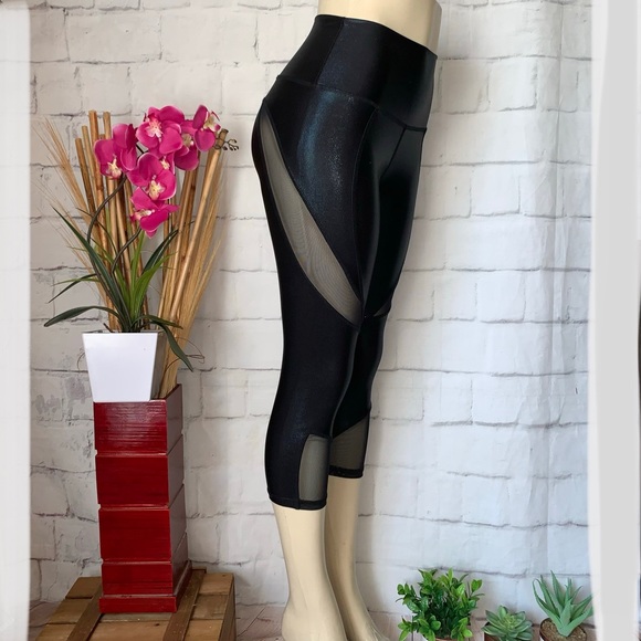 Sthenos Metalika Warrior Capri Activewear Pants Mesh Cutouts Black Size XS - Picture 7 of 12